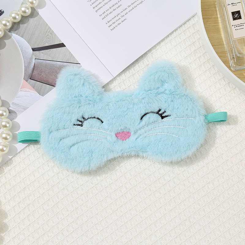 漫画かわいいぬいぐるみのアイマスクの子猫はウサギの毛の遮光アイマスクの潮流刺繍睡眠アイマスクの卸売りをまねます。|undefined