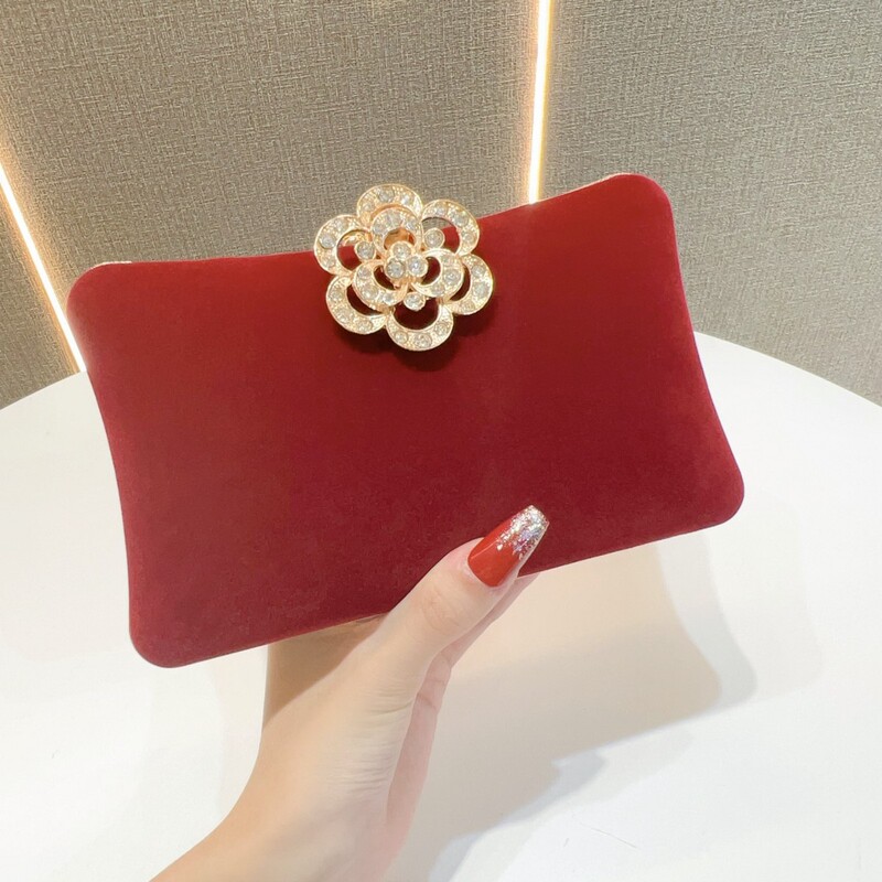 New Ladies Velvet Diamond Small Wallet Clutch Bag Evening Bag Party Wedding Dress Bag Party Shoulder Crossbody Bag