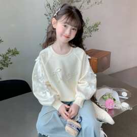 女童卫衣春秋款2026新款洋气童装小女孩秋季休闲圆领上衣儿童秋装