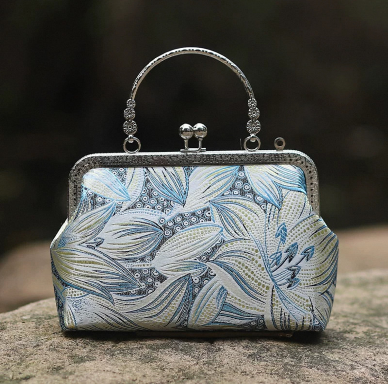 中国風刺繍口金バッグdiy材料バッグ新中国式バッグレトロ晩餐カバンハンドバッグ|undefined