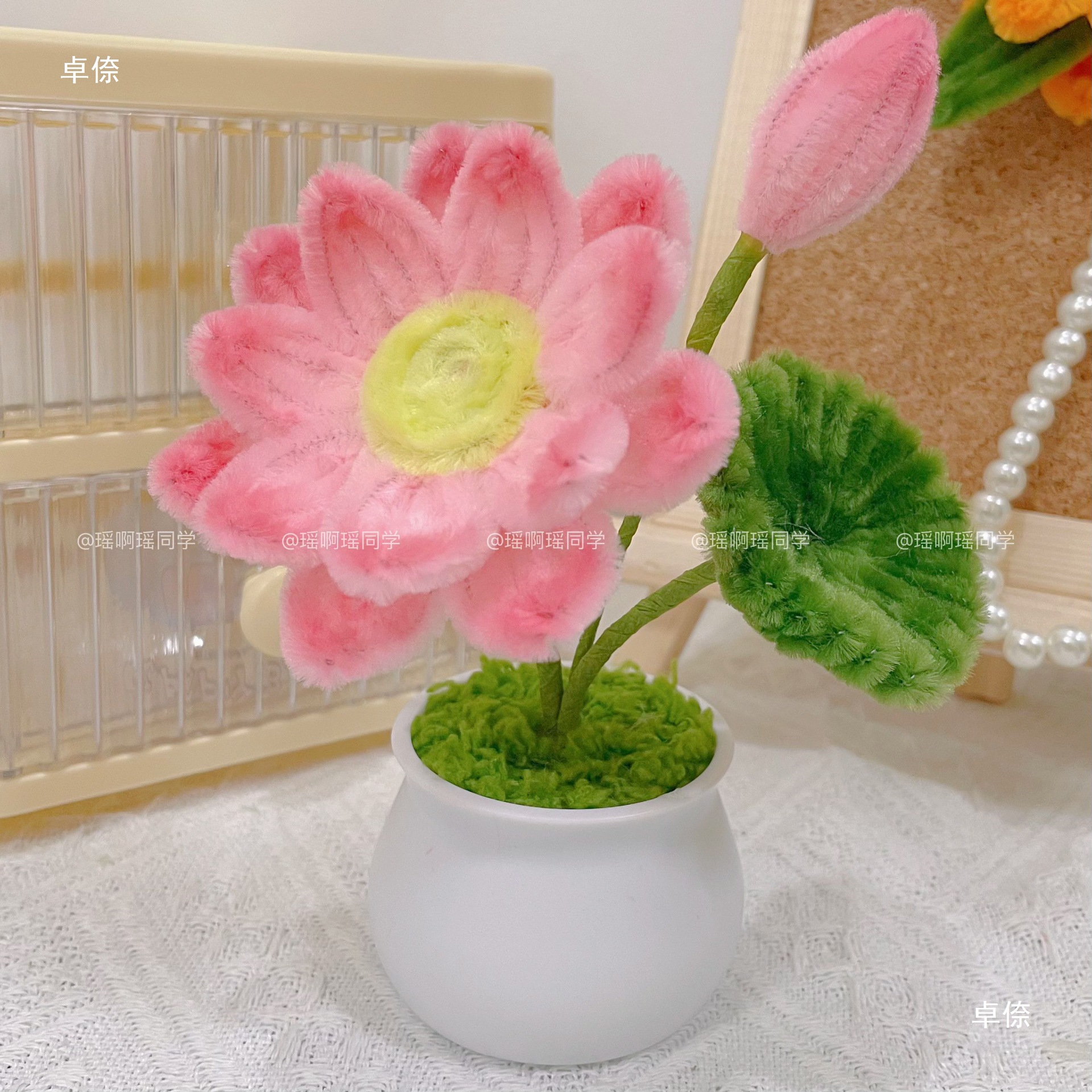 小花瓶扭扭棒圣诞扭扭红色棒花束小盆栽手工diy材料车载成品摆件