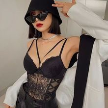 2025新款法式性感蕾丝绑带镂空聚拢显瘦连体内衣小胸显大文胸套装