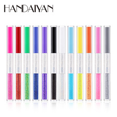 韓黛妍handaiyan跨境雙頭眼線筆細閃亮片彩色眼線水筆眼線液