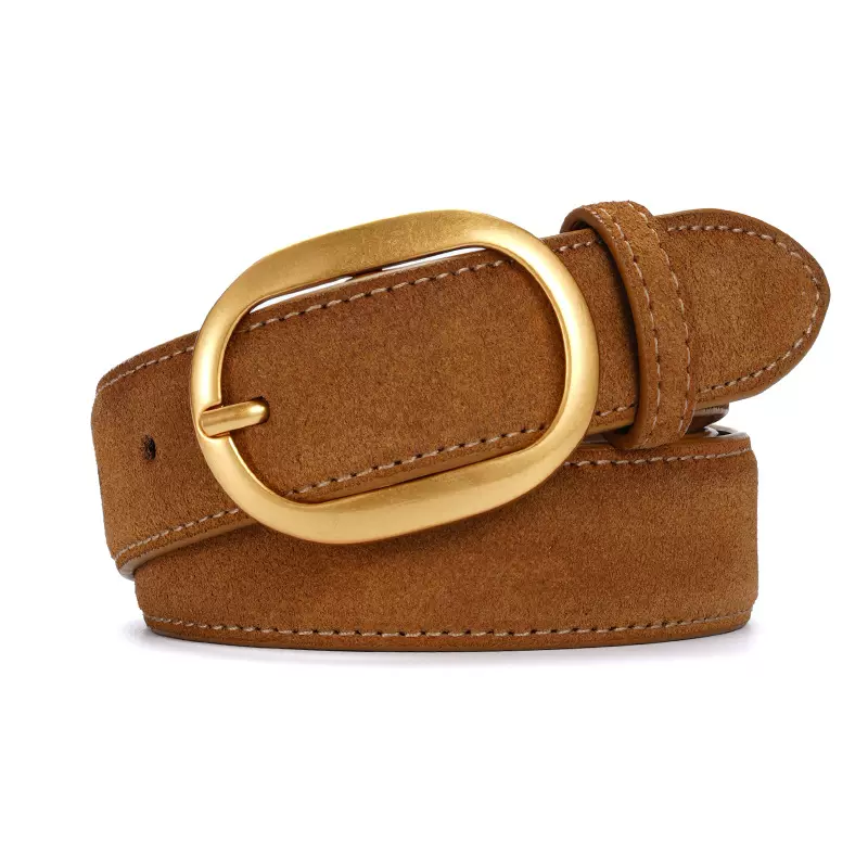 新款反绒真皮女士腰带 双面牛皮高品质针扣皮裤带 跨境热销皮带女