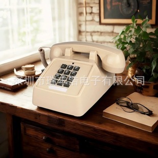 Cross-border Antique Telephone Button Classic Retro Metal Mechanical Copper Ringtone Fixed Telephone American Style