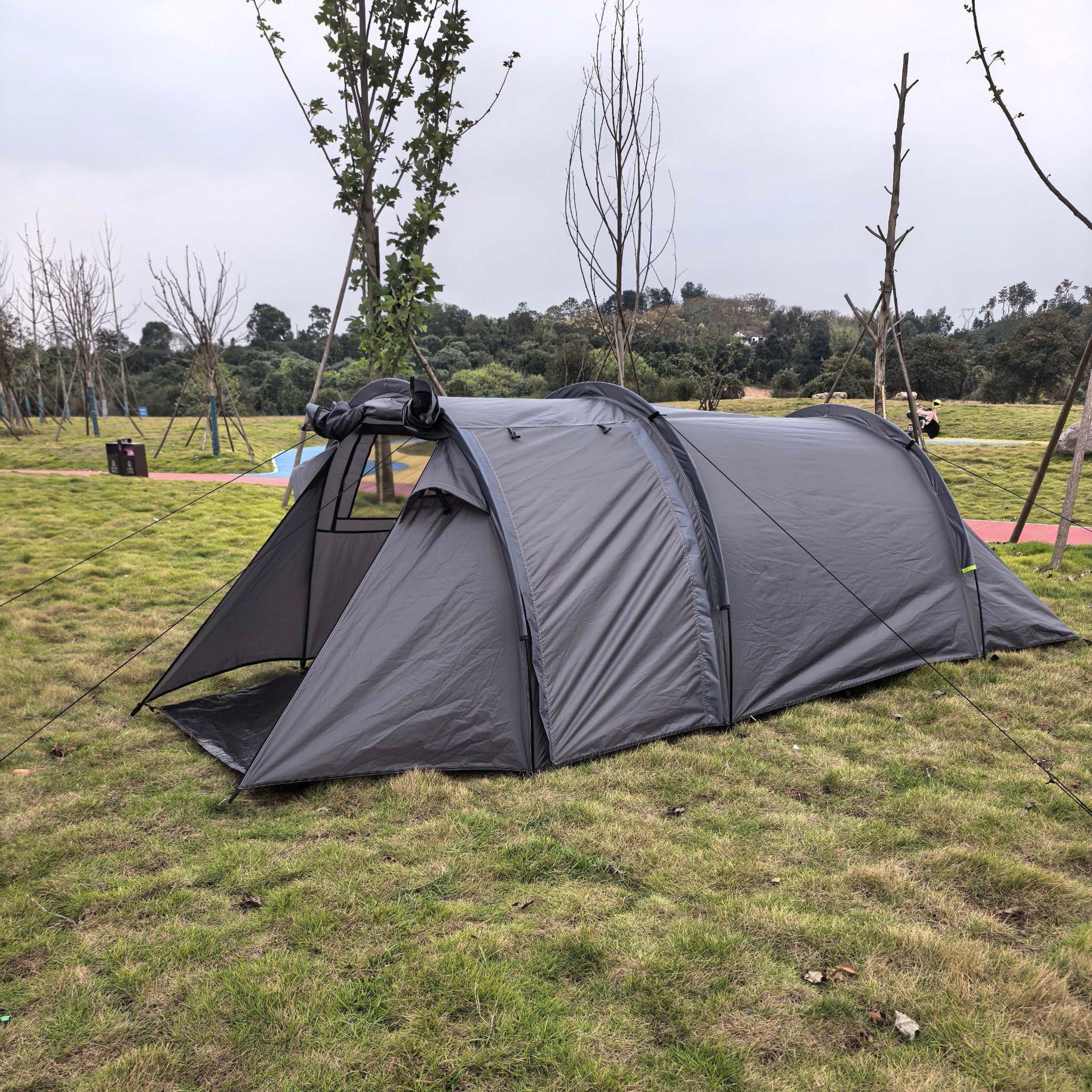 Cross-Border Exclusive Supply of Tunnel Tents with Two Rooms and One Living Area, Two-In-One Canopy, Large Space for Outdoor Camping, Rainproof, Windproof, Portable