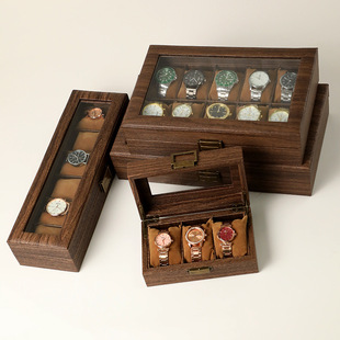 Vintage wood grain PU leather watch box wooden jewelry gift box watch jewelry bracelet dustproof storage box