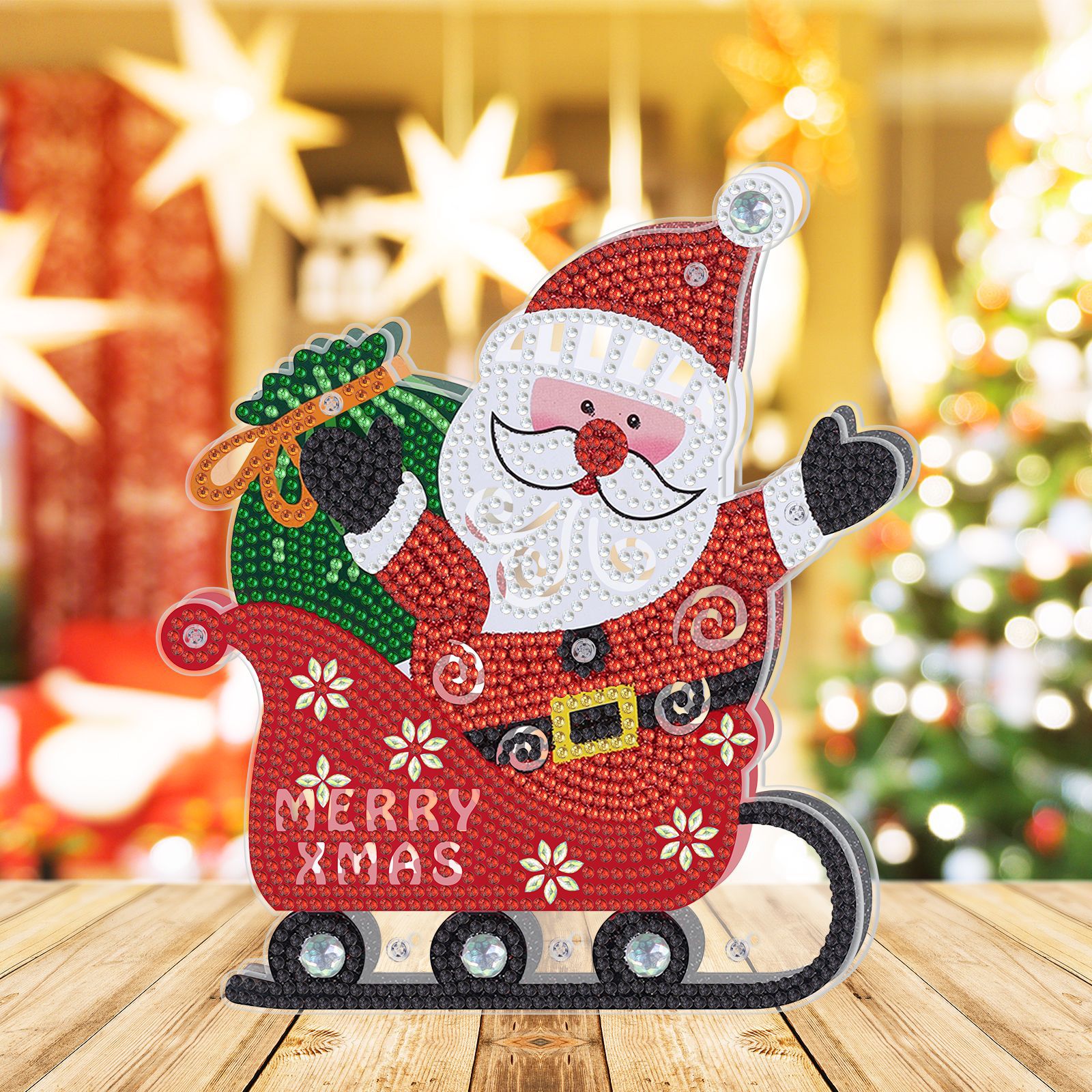 Accesorios para pintura con diamantes, luces decorativas, adornos navideños, muñeco de nieve LED para pintura con diamantes, árbol de Navidad, pintura decorativa para sala de estar.