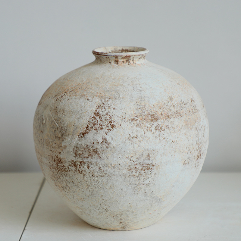 Jingdezhen vasos de cerámica retrógrados nostálgicos hechos a mano hoteles residenciales flores de viento tranquilo arreglos de flores Zen adornos vasijas de cerámica gruesa