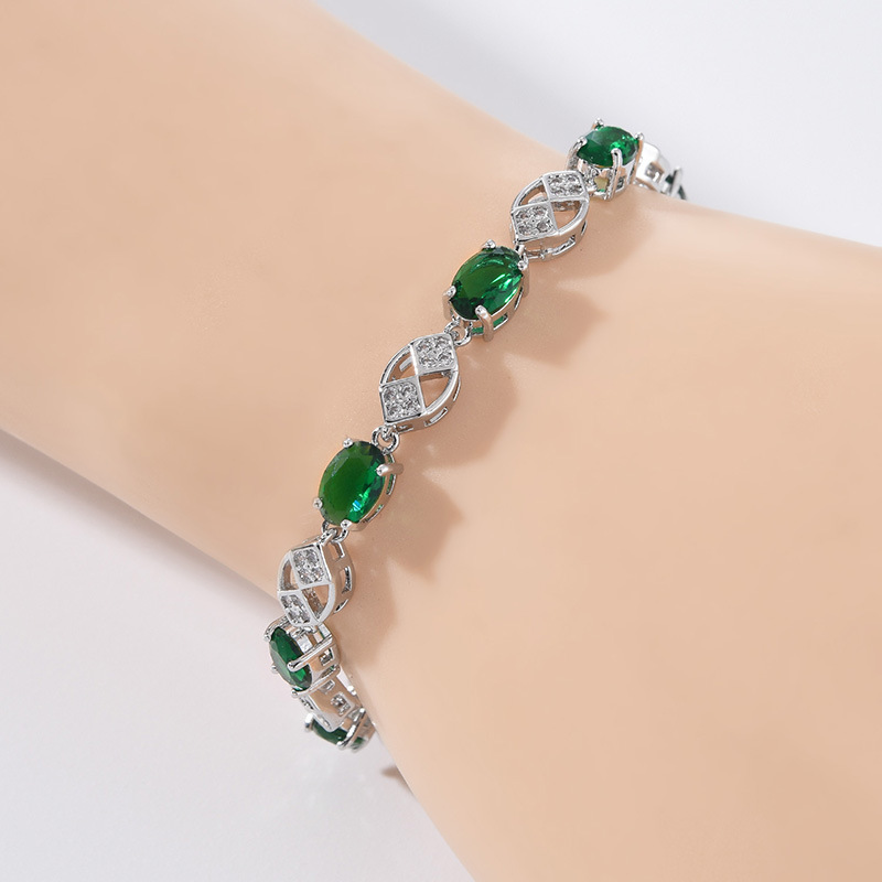 直播供货天然透辉石手链高净度火彩闪宫廷风镀银精工镶嵌手链女