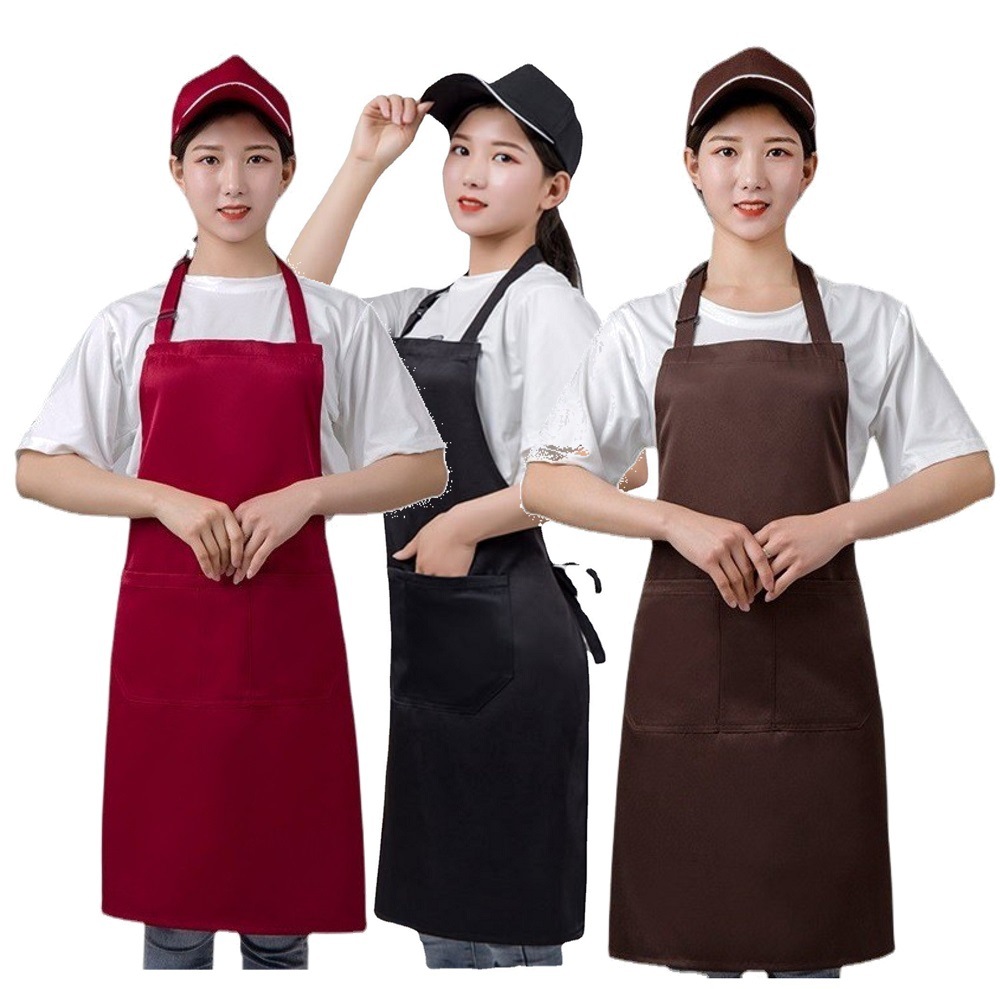 Venta al por mayor impermeable a prueba de aceite restaurante moda cintura lienzo algodón procesamiento LOGO impresión delantal