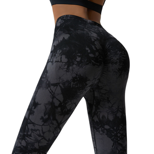Thin Sporty Glute Shaping Yoga Pants Seamless Tie-Dye Peach Butt Yoga Leggings with Lifted Waist Yoga Fitness Leggings