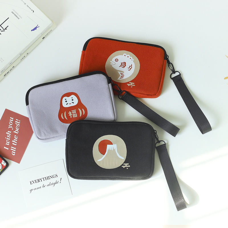 Japanese style fresh lucky bag wallet women's wrist coin purse small portable mini koi lucky fabric creative bag