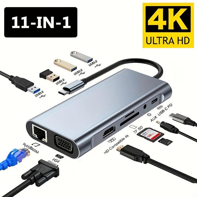 Multi-Interface Docking Station, Multi-Function Hub, Card Reader, Typec Network Port, USB Multi-Port Expansion Dock