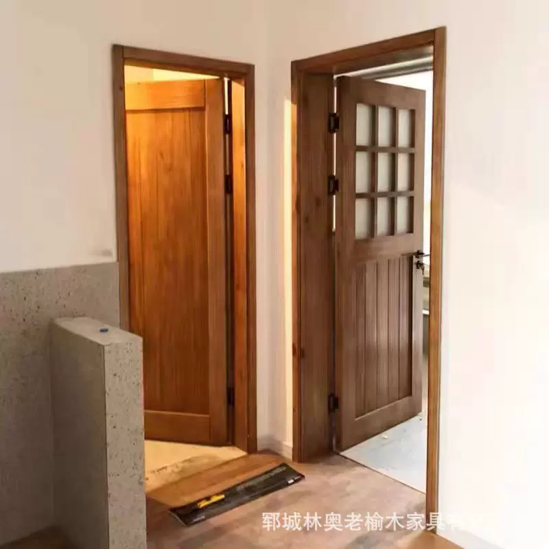 老榆木门中式复古实木进户门仿古庭院别墅门室内卧室门民宿装饰门