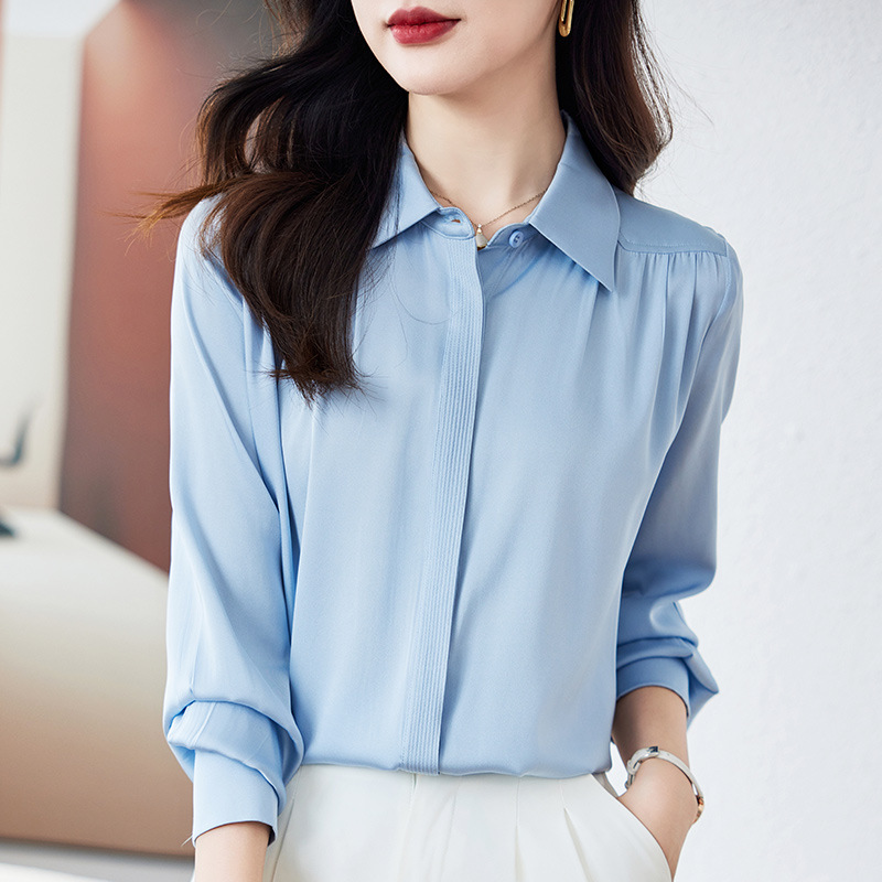 Silk spring elegant professional solid color shirt
