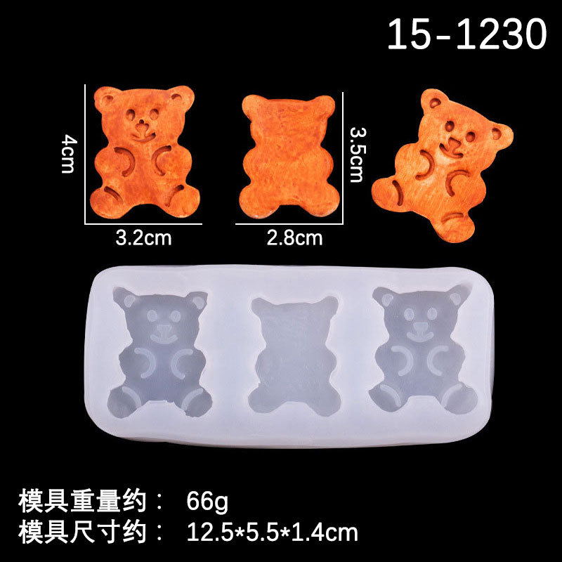 Tres Oso de dibujos animados silicona molde arcilla epoxi cerámica suave herramientas para hornear Zhang fondant chocolate Accesorios
