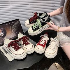 韩系百搭帆布鞋女2025秋季新款多巴胺透气女鞋小个子增高休闲板鞋
