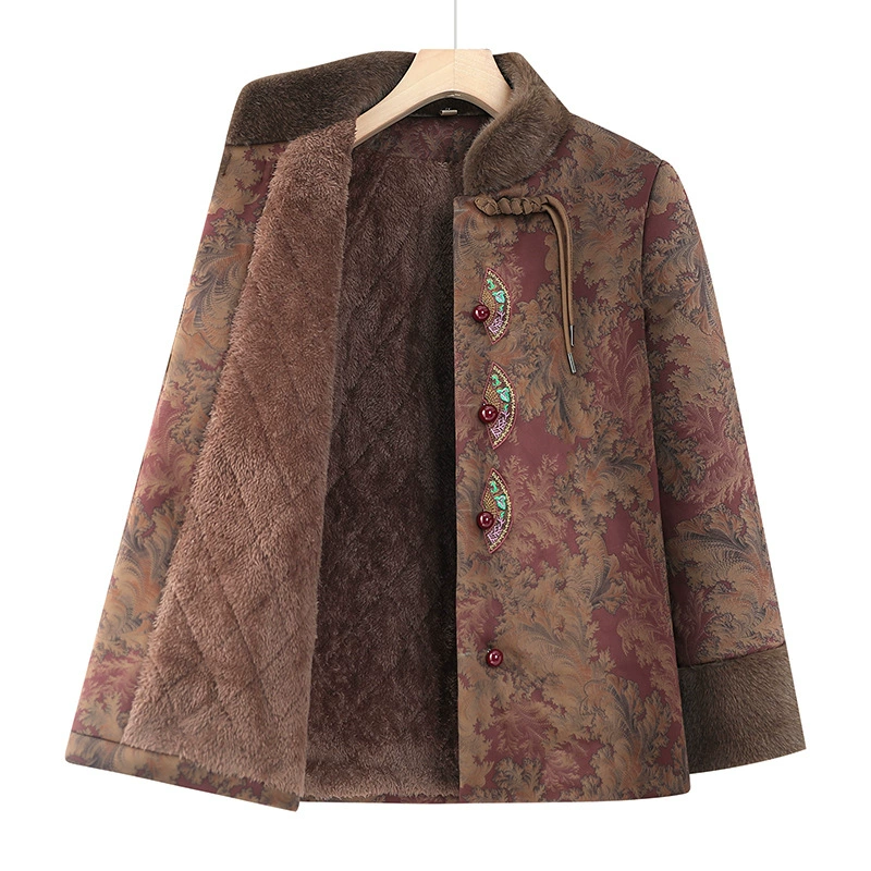 Fashionable warm down jacket for mother, for middle age, Chinese style