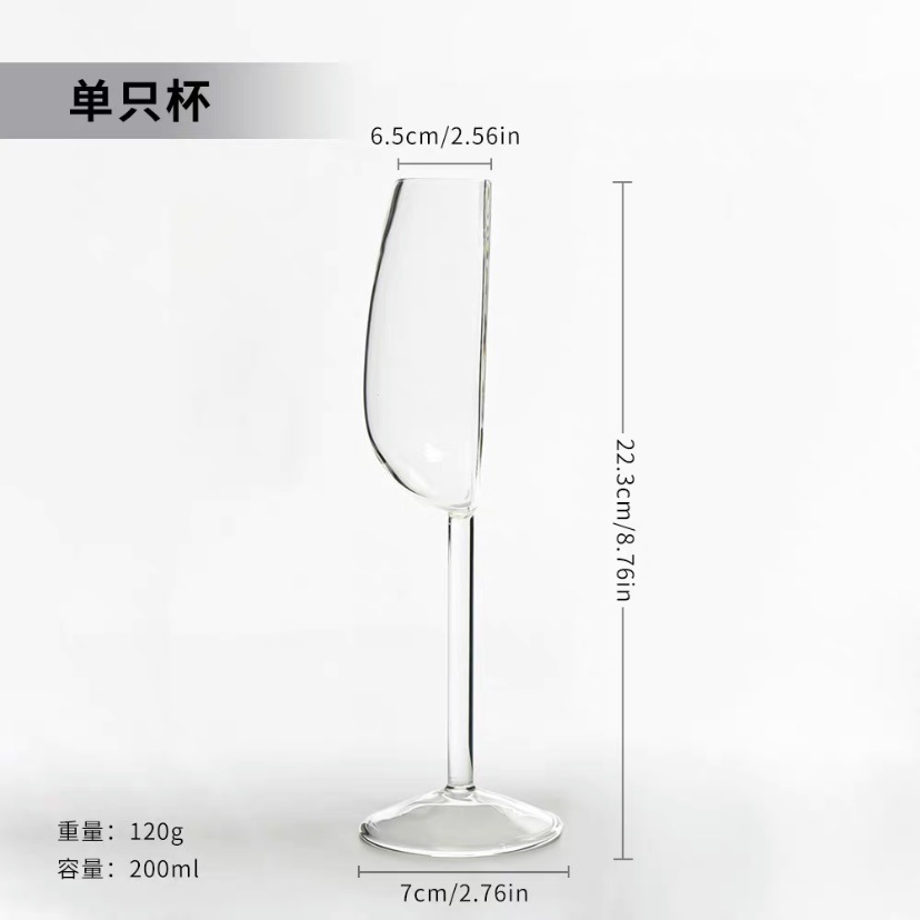 Elegante media copa de vino tinto, regalo creativo y divertido, copa de champán de vidrio, copa de vino, media copa de escape