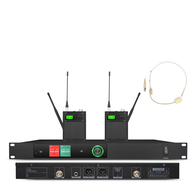 Pantalla a color transfronteriza dedicada micrófono inalámbrico de segmento U cuatro antenas micrófono de escenario de rendimiento estable uno a dos image 5