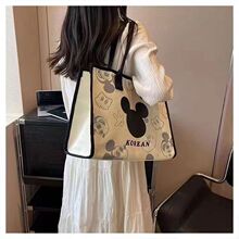 大容量帆布包女夏新款时尚米奇卡通妈咪手提袋大学生单肩托特包