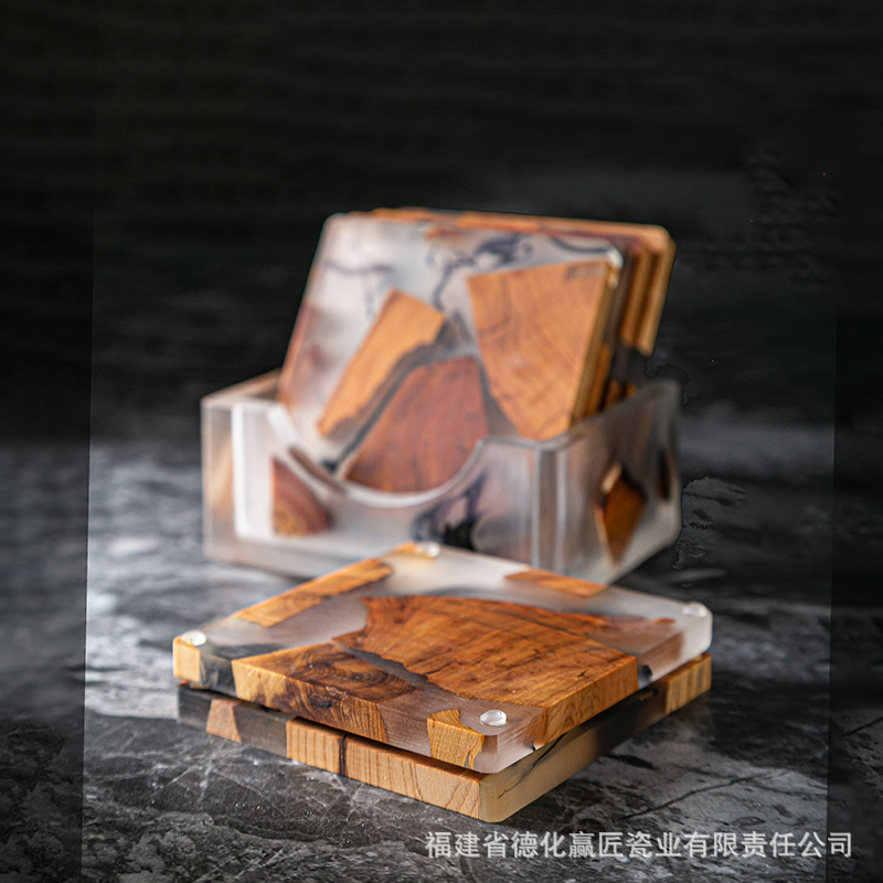 Taza de té de madera japonesa almohadilla de aislamiento térmico de resina simple porta taza junta creativa piezas de ceremonia del té accesorios caseros acantilados cojín de ciprado