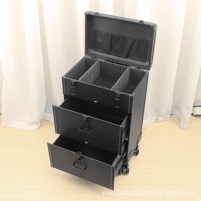 Esteticista móvil caja especial caja de cosméticos con barra de tracción de tatuaje baño de pies con oreja caja de cajón con barra de tracción universal de alta gama