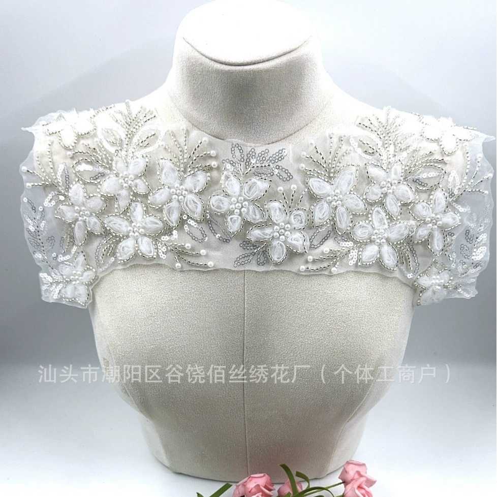 Высококачественная тяжелая промышленная вышивка из бисера поддельный воротник вышивка кружева модная модификация пудинг декольте иностранные аксессуары DIY