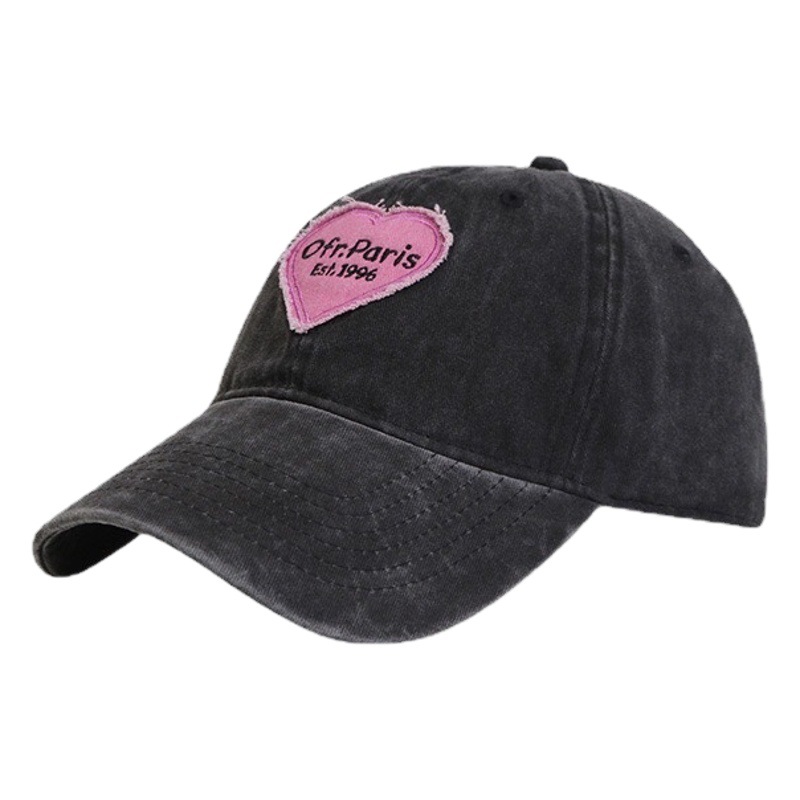 Love retro soft top baseball cap spring and summer big head circumference hat face-looking small peaked cap girl sweet cool hot girl fashion