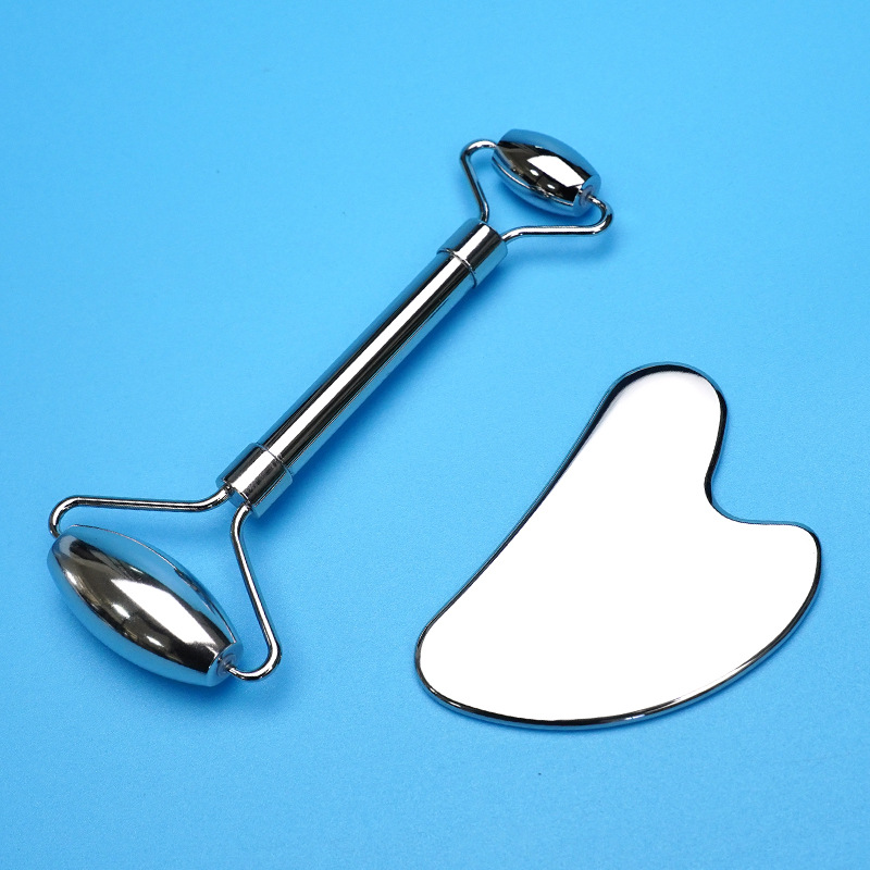 Palillo de masaje de aleación de zinc de jade verde para hombres y mujeres palo de masaje práctico pequeño palo de masaje bidireccional disponible al por mayor