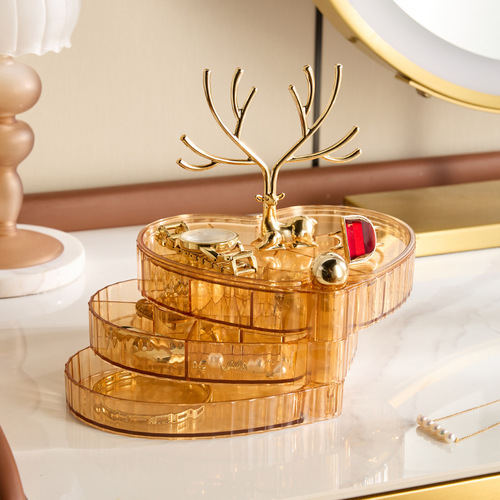 Self-designed light luxury Luzhimeng jewelry storage box cross-border desktop multi-layer rotating necklace jewelry box