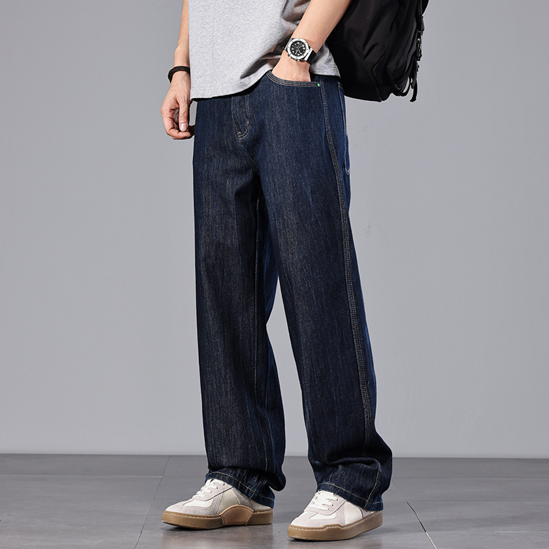 American Style Retro Original Color Jeans Men's Spring Loose Straight Men's Pants Advanced Sense Tie-Dye Washed Casual Pants