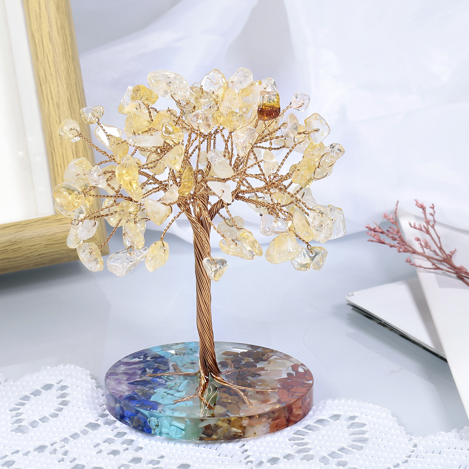 76g Weight Artificial Crystal, Alloy Material Plant Pattern Artistic Style Artistic Plant Artificial Crystal Alloy 1