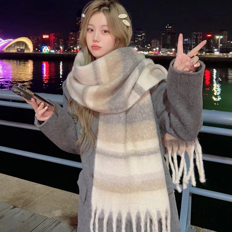 新款马海毛围巾女秋冬季韩系高级感百搭美拉德仿羊绒保暖跨境批发|undefined