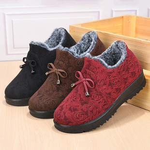 Winter New Old Beijing Cloth Shoes Women's Cotton Shoes fleece-lined Thickened Slip-on Mom Shoes Fashionable Soft Bottom Snow Boots Women