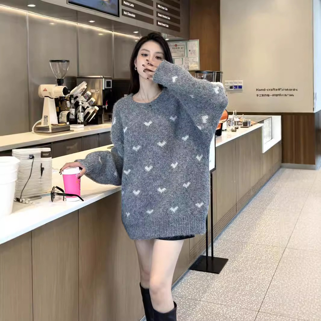 24 invierno Puyuan dj suave glutinoso amor suéter largo para mujeres otoño invierno engrosado 2024 nuevo