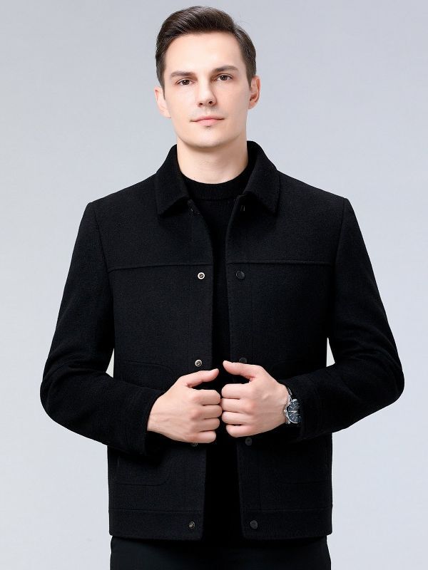 Men's jacket 2023 autumn and winter double-sided overalls youth business detachable goose down liner warm wool coat