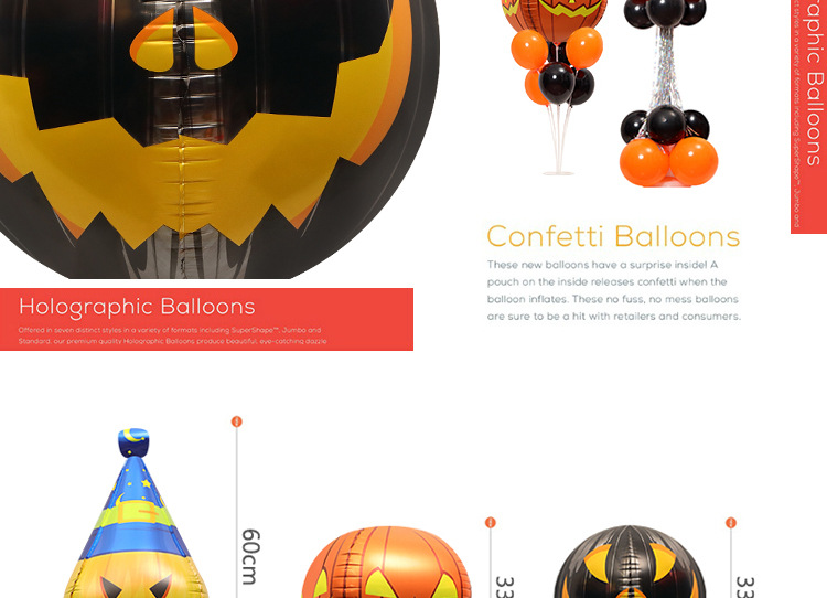 Rekviziti za ukrašavanje prozora za Noć vještica igračke balon 4D trodimenzionalni oblik glave bundeve crtani aluminijski film balon stup_voghion.com