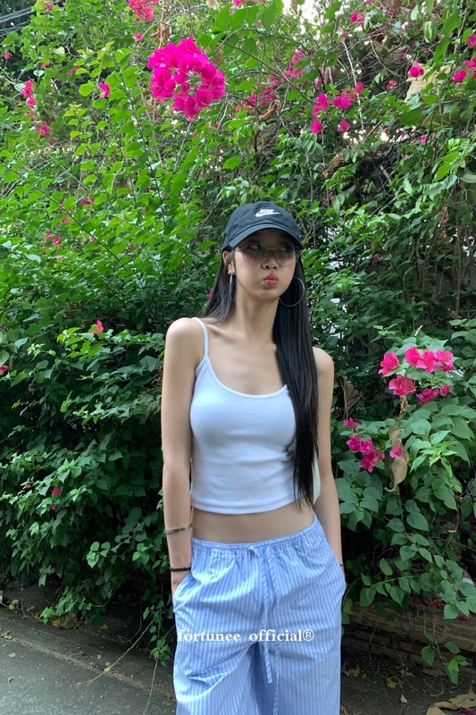 fortunee白色美背吊带背心女春夏季辣妹短款基础百搭露脐无袖上衣|undefined