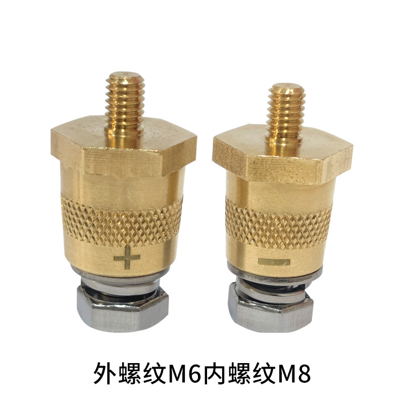 Putong – Car Battery Terminal Inner Power supply, ignition system accessories - outer-thread-6mm-inner-8mm-pair-stainless-steel-screws