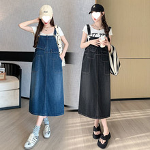 Z5T2025新款韩版显瘦减龄裙女牛仔夏季背带宽松中长款大码牛仔背