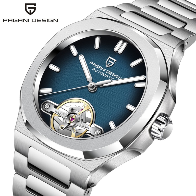 PAGANI DESIGN伯佳尼42mm男士手表不锈钢全自动机械防水夜光腕表