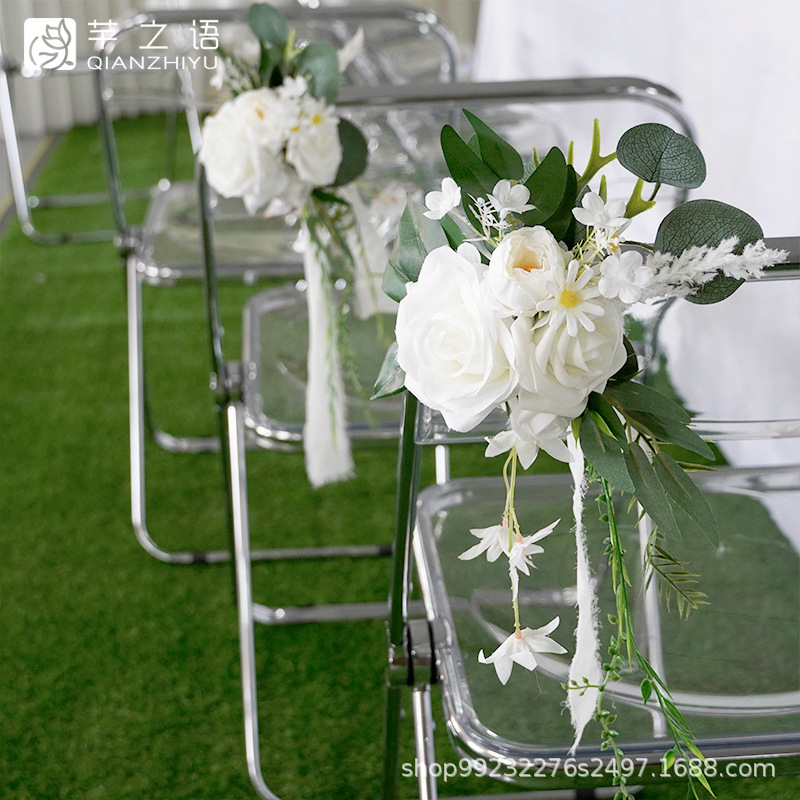 Al Aire Libre transfronterizo Venta caliente decoración Silla de nuevo flor decorativa flor Mori flor artificial boda floral celebración apoyos fotografía disparar