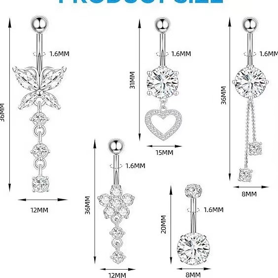 Set 5 anelli con farfalla in acciaio inossidabile gioielli_voghion.com