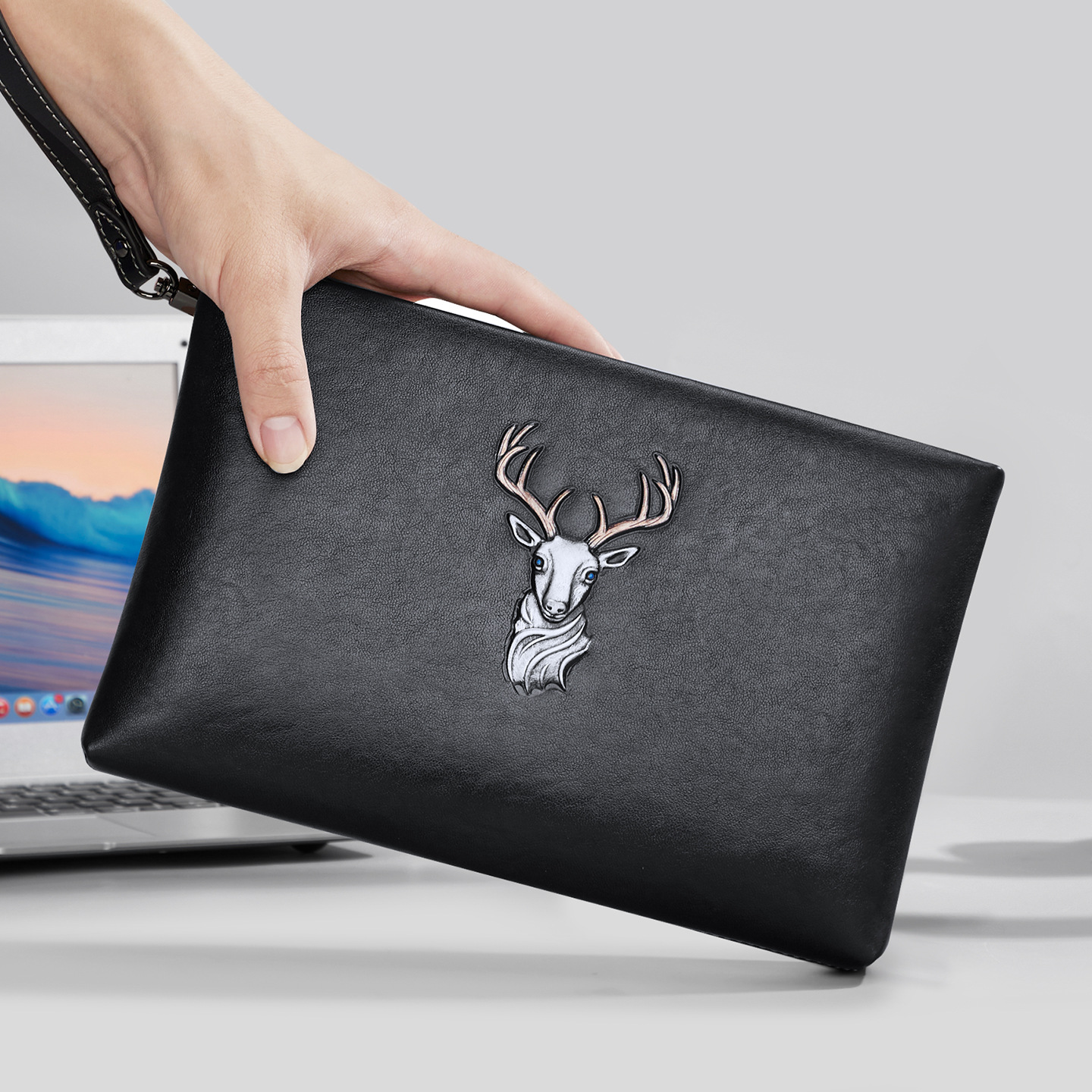Túi clutch nam da thật Emperor Paul dung tích lớn phong cách thời trang, phong bì công sở