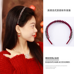 Vintage velvet shiny frizzy hair clip for women, high-end with teeth, non-slip face wash makeup headband hair clip hair tie hair accessory