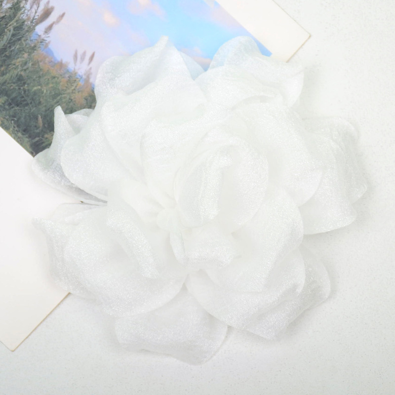 光沢のあるシルクサテン生地立体二層バラの花 diy 手作りヘッドフラワーヘアアクセサリー靴と帽子アクセサリー|undefined
