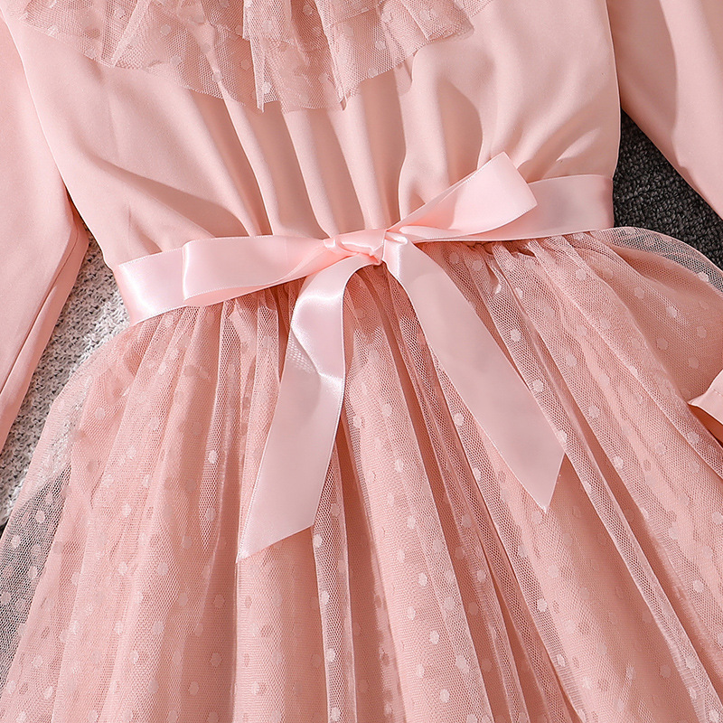 Robe fille à manches longues et dentelle pour la mi-saison_voghion.com