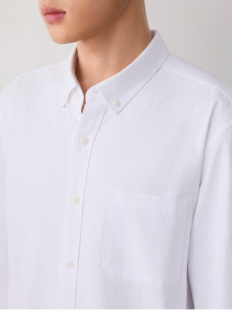 Áo sơ mi nam dài tay cotton trơn phong cách công sở — màu xanh nhạt chi tiết 29